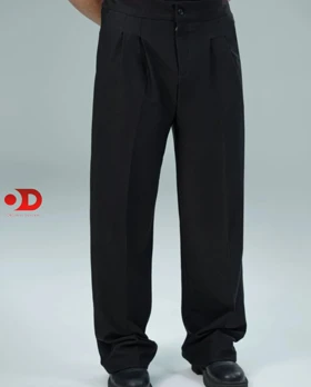 شلوار بگ پیله دار پارچه ای مشکی پارچه مازراتی استایل اولد مانی 2026