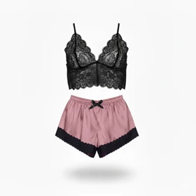 ست نیم‌تنه گیپور و شلوارک مدل 121