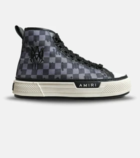 کفش اسنیکرزساق‌دار مشکی خاکستری Amiri Checkered مدل 5982