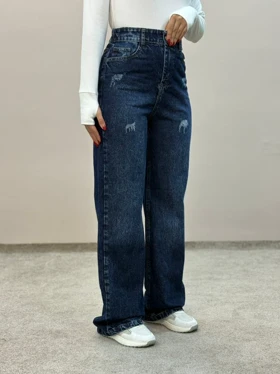 شلوار نیم بگ جین آبی سنگشور ام کی