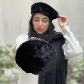 کلاه فرانسوی لبه چرم مشکی