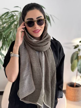 شال پلیسه نوار دار دو رو جدید