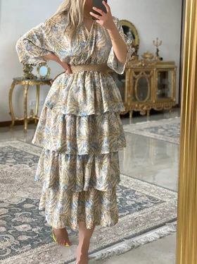 پیراهن چین‌دار طرح‌دار