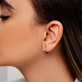 گوشواره حلقه‌ای ونکلیف نگین‌دار ژوپینگ