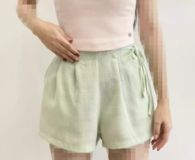 شلوارک لینن پشت کمرکش