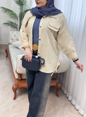 مانتو لینن بغل بندی 3084