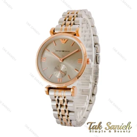 ساعت امپریو آرمانی زنانه دورنگ رزگلد صفحه طوسی Armani-5181-L