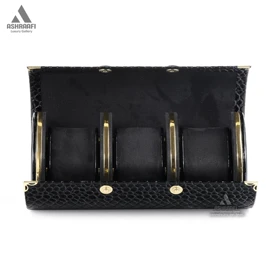 جعبه ساعت 3 عددی چرم Leather Travel Watch Case 3-K3