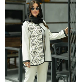 کت زنانه یقه گرد خرج کار پنج ضلعی