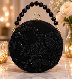 کیف مجلسی زنانه مدل نگین سیاه کد 17171