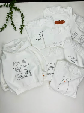 هودی تک سفید طرح کارتونی