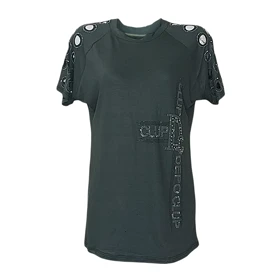 تیشرت زنانه ویسکوز نگین‌دار مجلسی لیزری