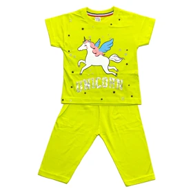 ست تیشرت و شلوارک دخترانه مدل اسب تک شاخ کد 234