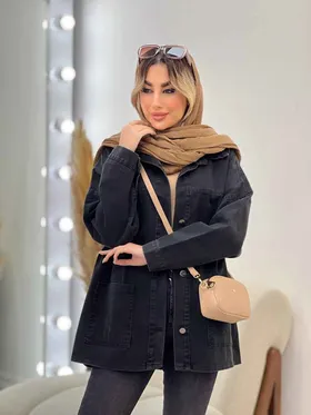 مانتو جین برش‌دار پشت پیله