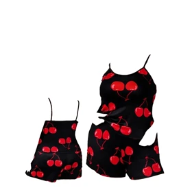 تاپ و شورتک فانتزی سایز بزرگ طرح گیلاس برند سی اس فور کد 100402