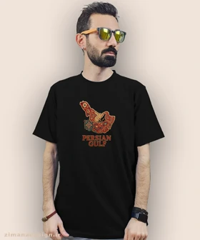 تیشرت مردانه و زنانه طرح خلیج فارس تلفیق با هنر فرش ایرانی