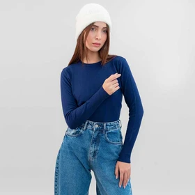 پلیور بافت اسلیم فیت یقه گرد زنانه - 71251351