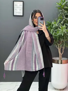 شال لینن طرح راه راه ریز