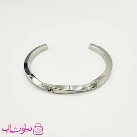 دستبند بنگل مردانه مدل پیچ استیل نقره ای