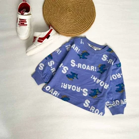 بلوز بچه گانه آستین بلند طرح دایناسور وارداتی