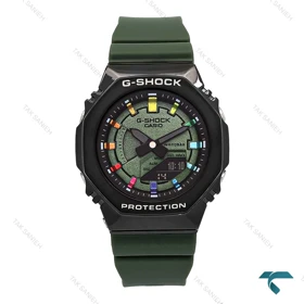جیشاک زنانه GM-S2100 سبز مشکی صفحه رنگین کمانی G-shock-6393-L
