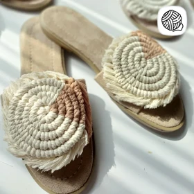صندل مکرومه بافی مدل دایره دو رنگ