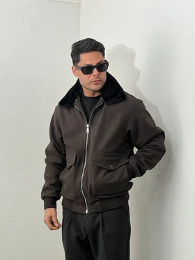 کاپشن مردانه فوتر یقه خز mc