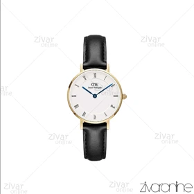 ساعت دنیل ولینگتون زنانه قاب طلایی ایندکس یونانی بند چرم اسمال 105995