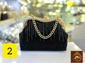 کیف مجلسی دستی زنانه نگینی دهنه بولگاری