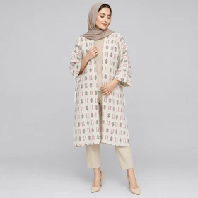 مانتو عبایی زنانه لینن طرح دار آلیسا کد 222