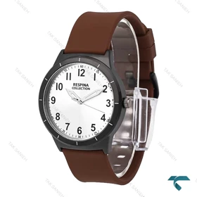 ساعت رسپینا مردانه مشکی بند قهوه ای Respina-7029-L