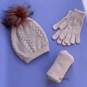 ست کلاه شال و دستکش بافت اندلس