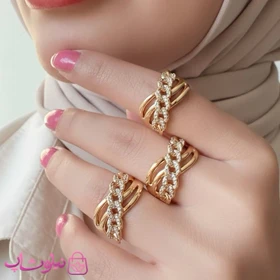 انگشتر زنانه ژوپینگ طرح ضربدری مجلسی کد 2991