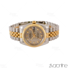 ست ساعت رولکس دیت جاست دورنگ طلایی صفحه طوسی 105047