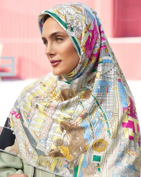 روسری ابریشم دور دست دوز (قواره 90) 30154
