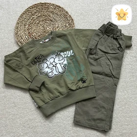 بلوز شلوار کتان پسرانه کیفیت عالی مدل حروف مناسب 2 تا 10 سال