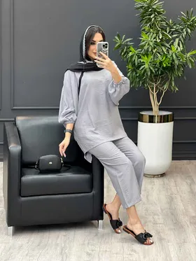 ست مانتو و شلوار بابوس نوار دوزی