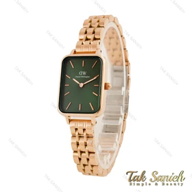 ساعت دنیل ولینگتون زنانه مستطیلی رزگلد صفحه سبز DW-5624-L