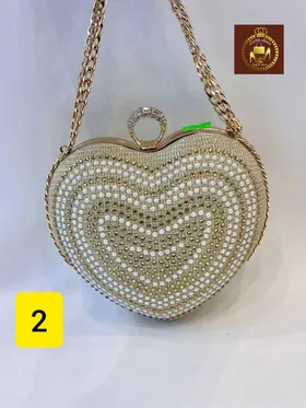 کیف مجلسی دستی قلبی نگین‌دار