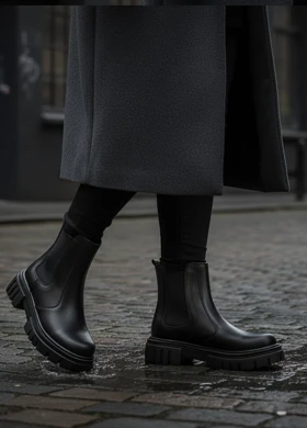 نیم بوت زنانه چلسی دوطرف کش-مشکی