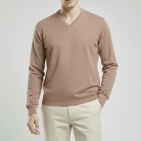 پلیور بافت یقه هفت نسکافه‌ای مردانه