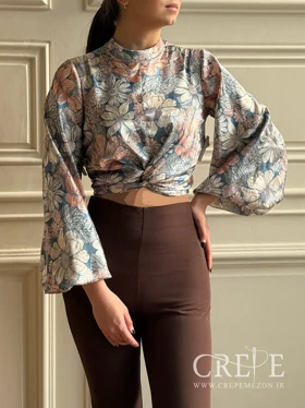 شومیز کراپ آستین پفی