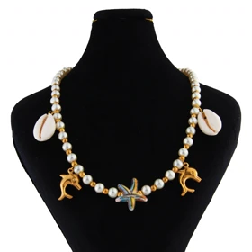 گردنبند دخترانه مدل دلفین و ستاره دریایی