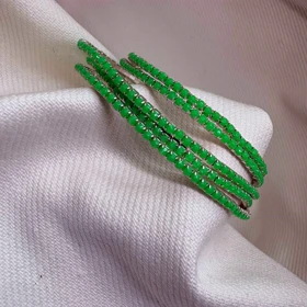دستبند تنیسی تمام نگین مدل «زمرد فانتزی» | تمام استیل (فروش دانه‌ای)