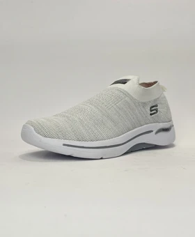 کفش راحتی اسکچرز جورابی بدون بند طوسی روشن