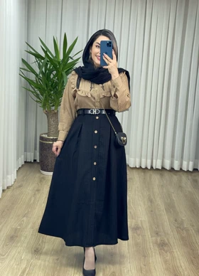 ست سه تیکه (شومیز+دامن+کمربند) کد 2100