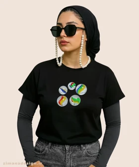 کراپ زنانه نوستالژی طرح تیله رنگی