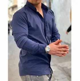 پیراهن ساده مردانه رنگ سرمه ای
