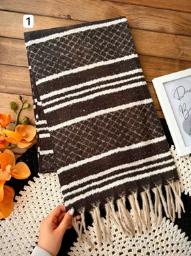 شال وارداتی قهوه ای خطی کد 400 (کد 1)