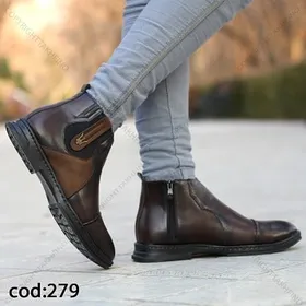 نیم بوت چرم مازاراتی قهوه ای تیره مردانه